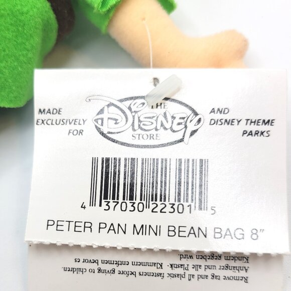 Disney Store Peter Pan Mini Bean Bag Doll Fabric Toy Collectible 8" - Picture 6 of 9